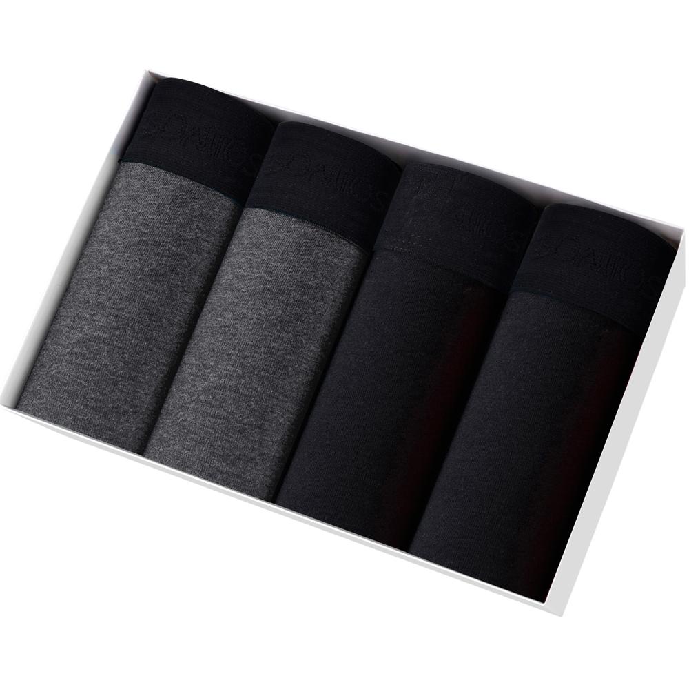Mens 4pcs Bonitos Solid Color Underpants Comfortable Man Underwear Cotton Boxers For Men