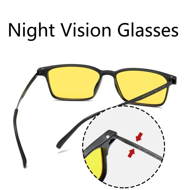 Ultralight TR90 Sports Sunglasses Unisex Blue Light Blocking Night Vision Glasses Vintage Square Sun Goggles