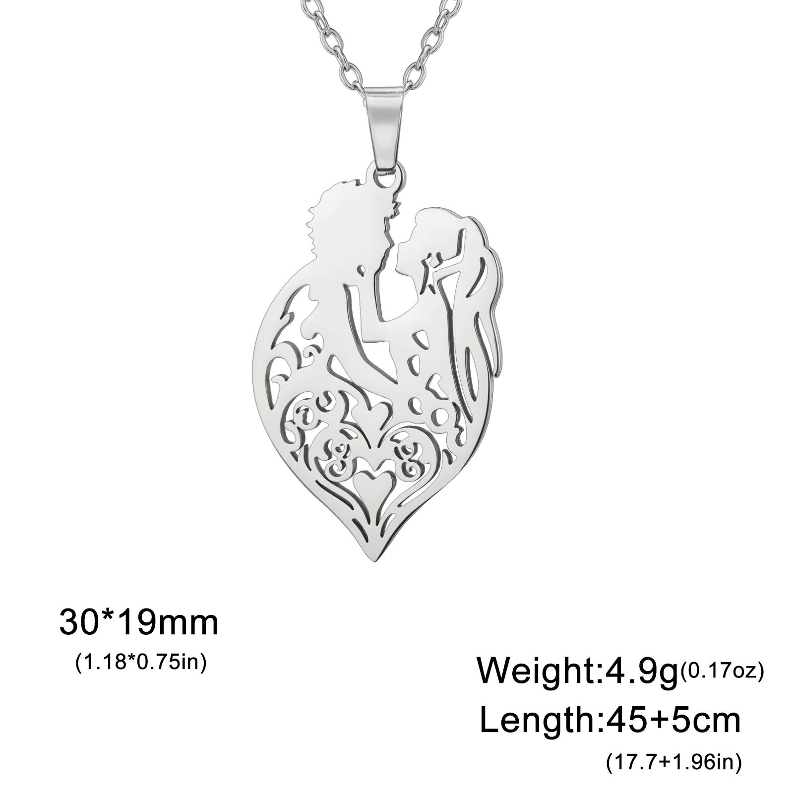 

Heart Necklace Holding face Couple Pendant Women Men Neck Chain Stainless Steel Jewelry Lover Valentine s Day Christmas Gifts 45cm