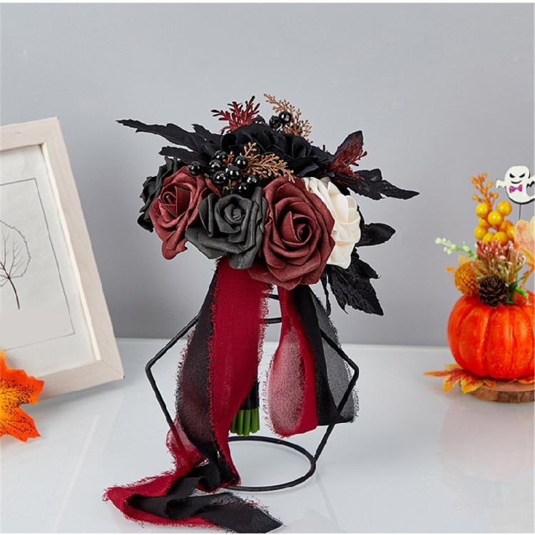 Halloween Wedding Bouquets with Pumpkin for Bride and Bridesmaids, Bridal Bouquets Wedding Bouquets with Ribbon