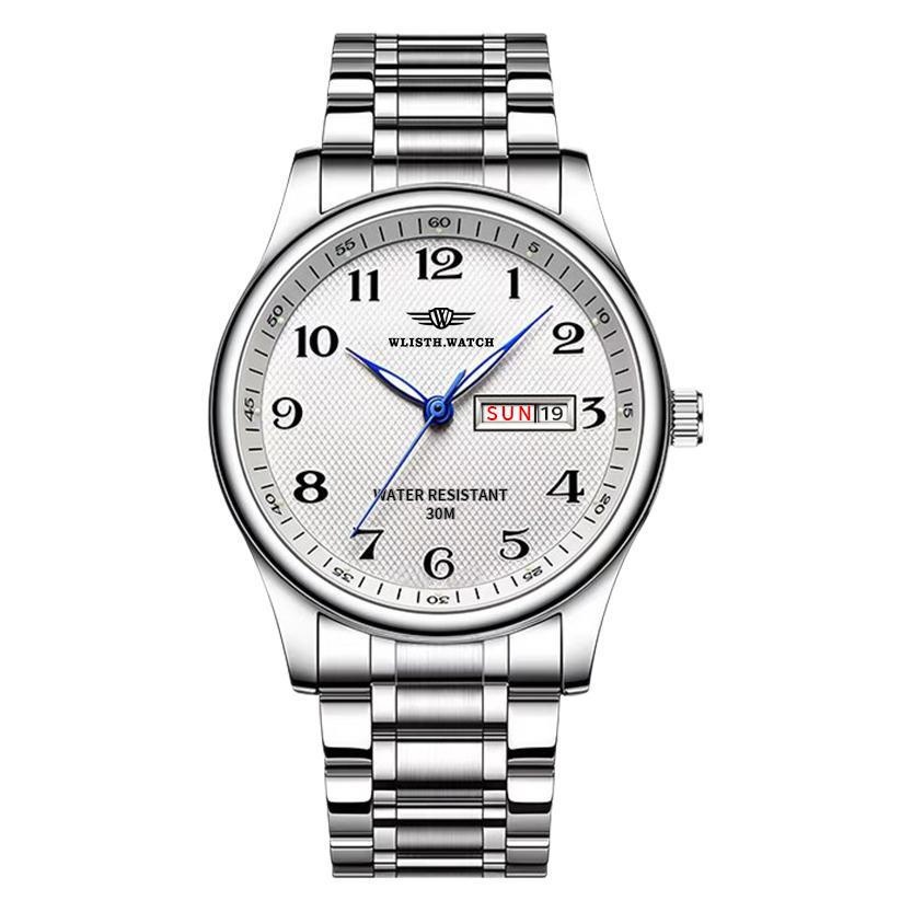 Swiss Blue Angels Men s Classic Business Watch - Dual Calendar, Luminous, Waterproof Quartz Wristwatch серебряный