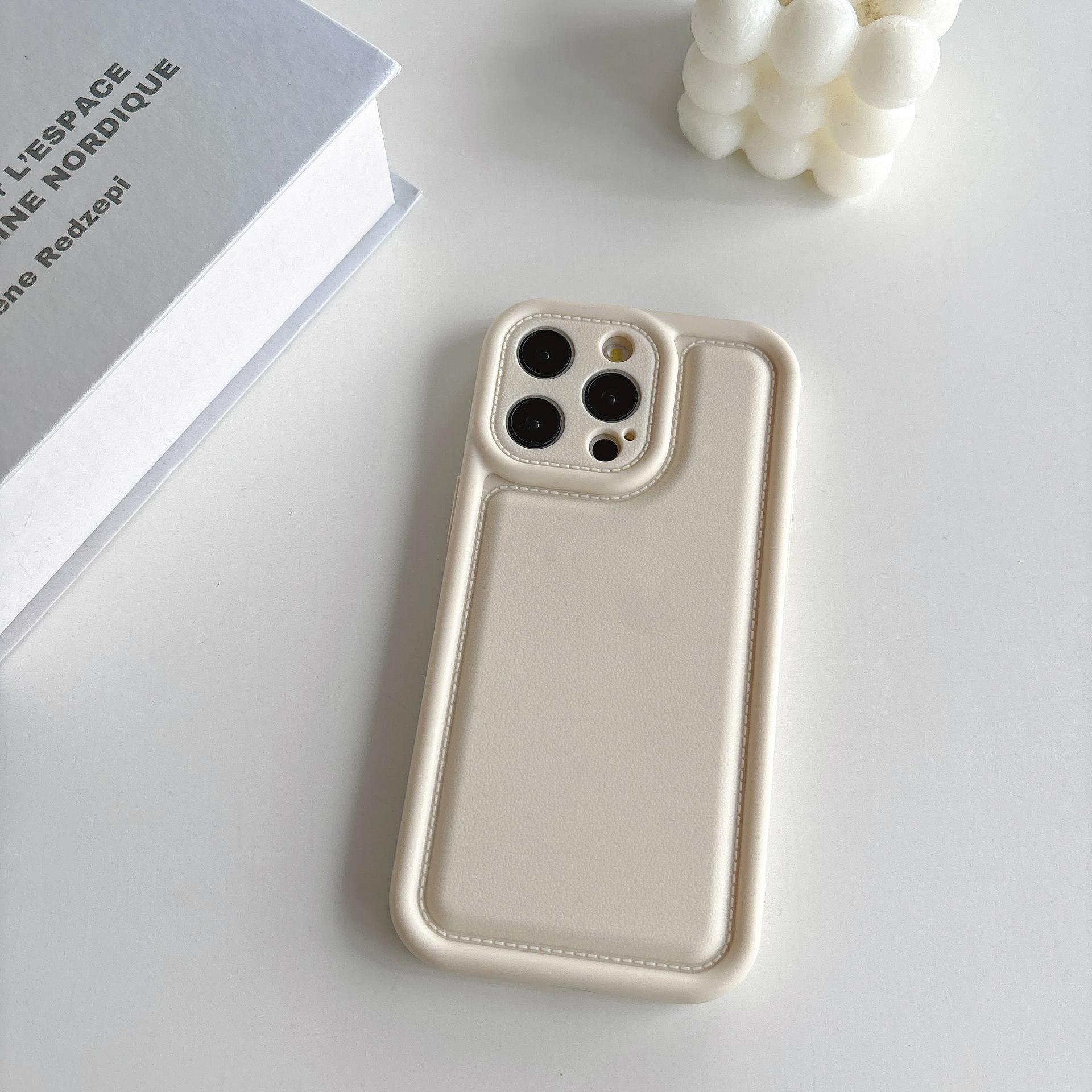 

Матовый кожаный чехол для телефона подходит для IPhone 15PROMAX, простой IPhone14, с полной защитой и противоударный 13 для женщин Apple 11Promax белый