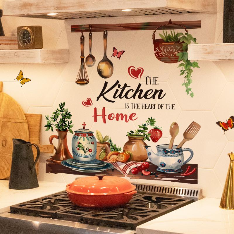 Kitchen Wall Decal With Self Adhesive Backing Warm Rustic Design For Home Kitchen Dining Room Wall Decor