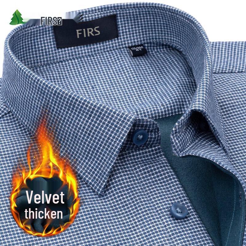 FIRS Men's Integrated Fleece Warm Cotton Shirt