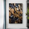 Modern Golden and Black Leaf Canvas Painting Wall Art Gold Leaves Wall Decor Prints Textured Paintings for Living Room No Frame