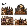 Haunted House Wall Decoration Halloween Wooden Hanging Pendant with Hemp Rope for Door Autumn Seasonal Art Decoration, Castle Ornaments Pumpkin Ghost