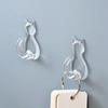 2pcs Cats Shaped Wall Mount Hooks with Strong Adhesive Backing Space Efficient Vertical Storage Hook For Keys Hats