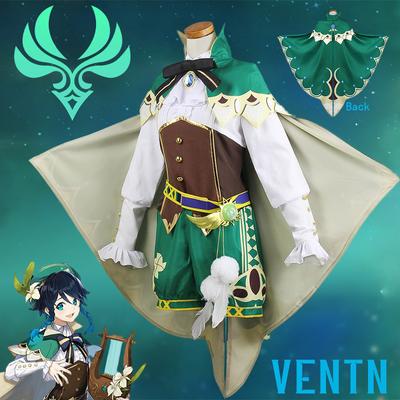   Venti Barbatos Cosplay Costume Uniform Wig  Anime Chinese Style Halloween Costumes For Women Game Wendi Windy