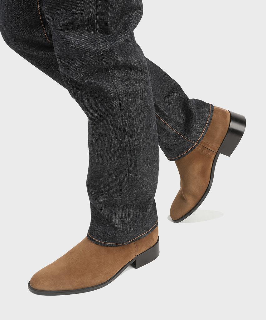 Firenze Atelier Hidden Zipper Detail Slim Toe Suede Zip-Up Boots 3343-Qs [Mid Brown]