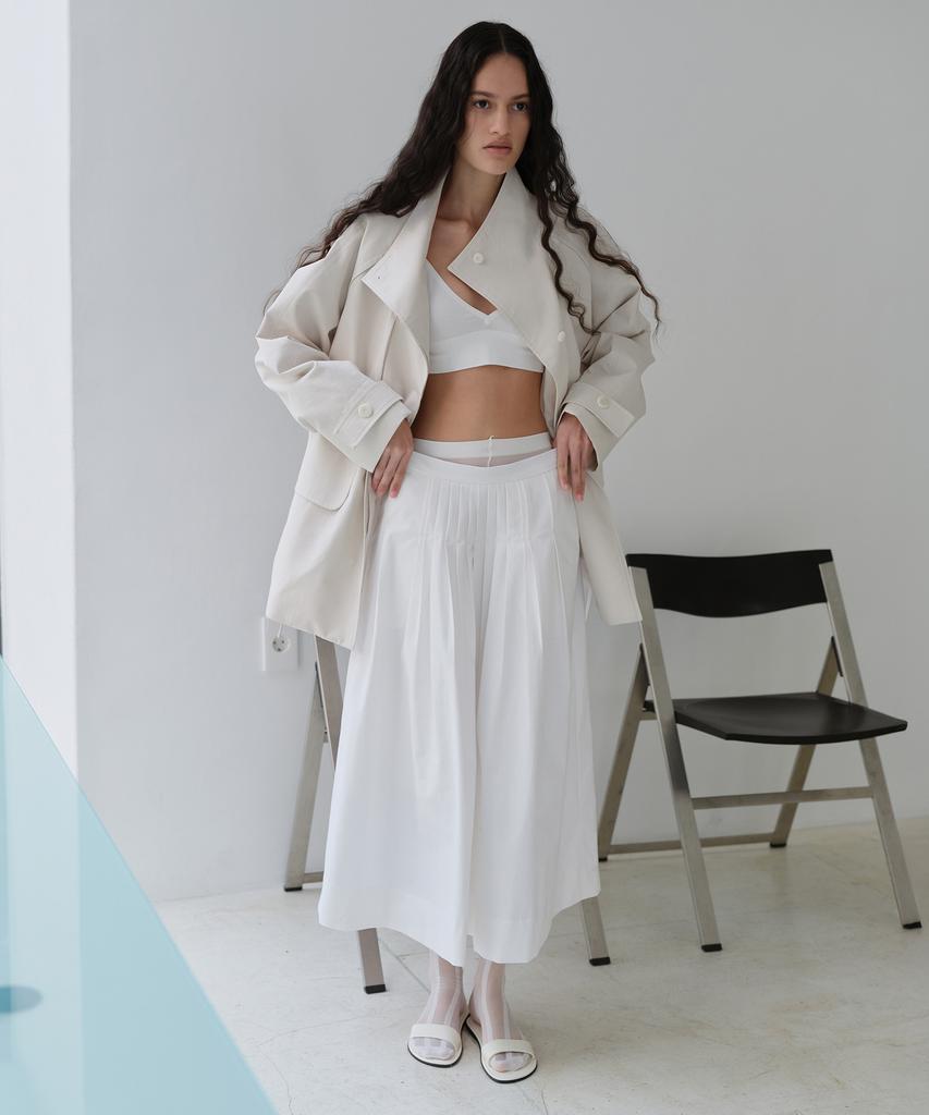 Aubeuawo Asym Pleats Skirt (Ivory)