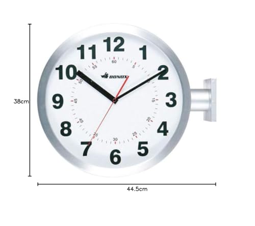 Dulton Double-Face Wall Clock, Silver, Double-Sided Wall Clock, 380mm High, 445mm Wide, 130mm Deep, S82429SV