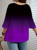 2025 Women's Printed Gradient Three-Quarter Sleeve Casual Top - European, American, Japanese, Korean Fashion Styles