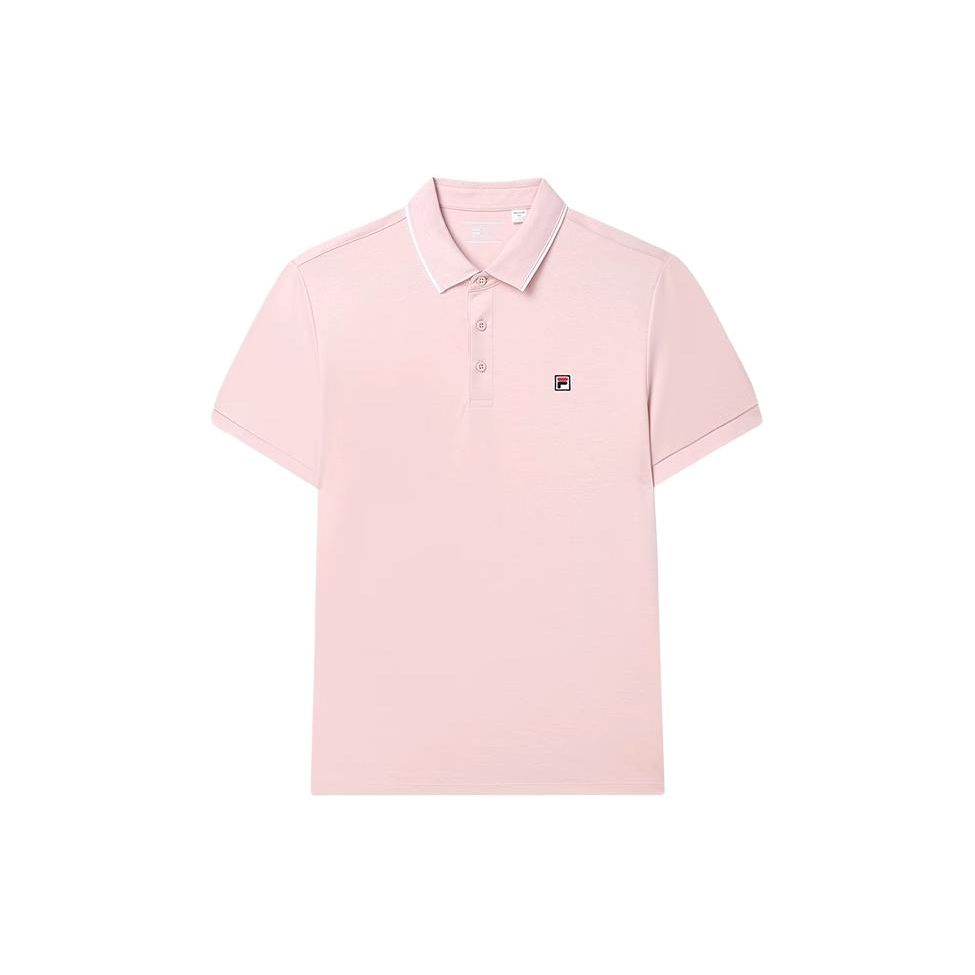 Fila Solid Color Breathable Casual Knit Polo Shirt Men Tops Pink F51M421102F-LP