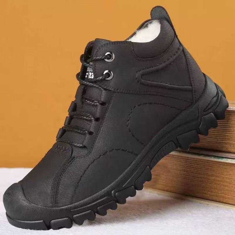 Herren Große Fleecegefütterte Baumwoll-Wanderschuhe, Weiche Sohle Rutschfest Lässige Outdoor-Schnee-Stiefel (2025)