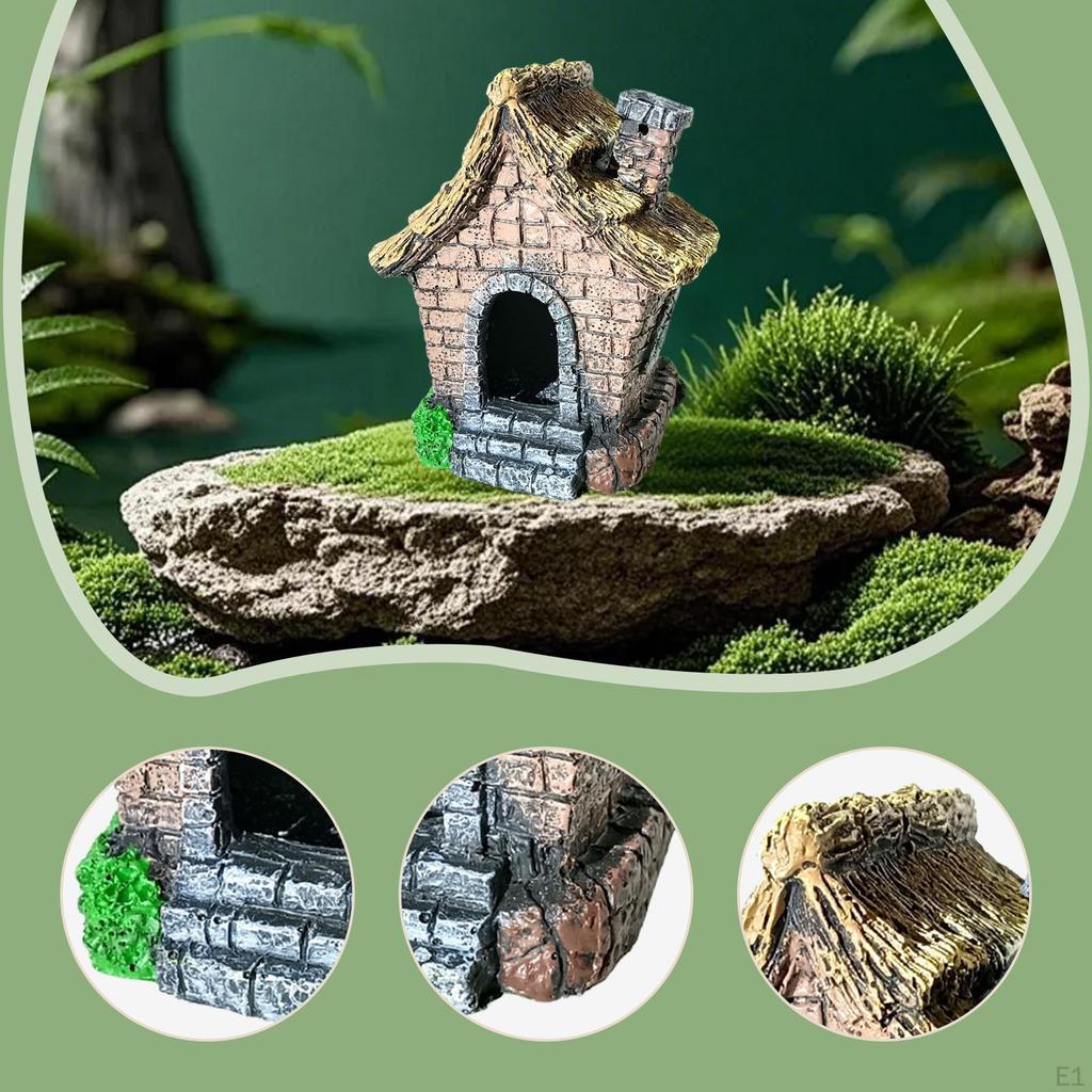 Fish House Aquarium Decoration Micro Landscape Decor Hut Resin Landscaping Hide Cave Sculpture for