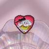 Red Heart Charming Shaped Metal Brooch Creative Cartoon Pin For Couples And Friends