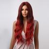 ALAN EATON Lange, gewellte, synthetische Ombre-Perücken in Weinrot für schwarze Frauen, natürlicher Mittelscheitel, Cosplay-Partys, tägliches hitzebeständiges Haar