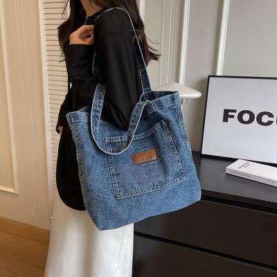 Retro Denim Messenger Bag for Women Canvas Shoulder Bag Student Eco Bag Korean Shopper School Bag