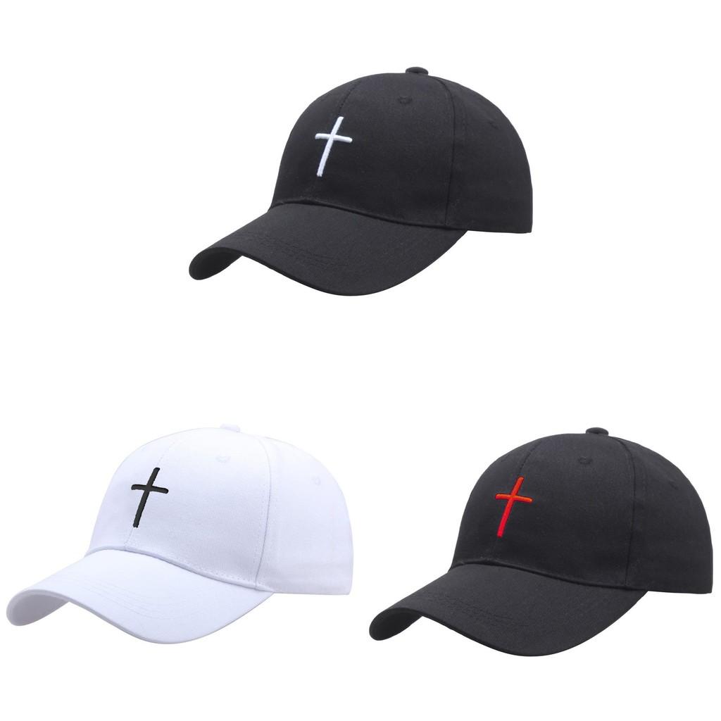 Cross Embroidery Hat With Adjustable Cotton Cap For Summer Outdoor Casual Wear