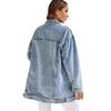 S115 Women's Plus Size Mid-Length Ripped Denim Jacket - European & American Style