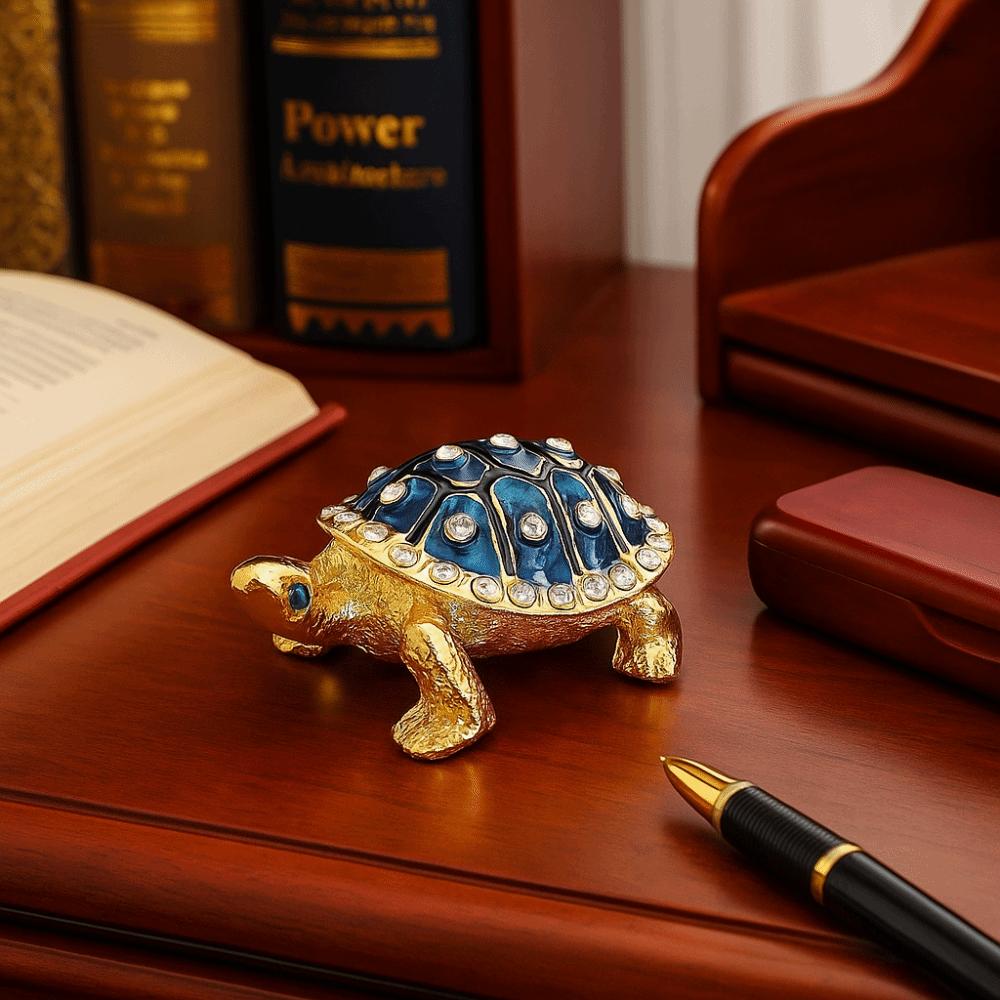 Decorative Turtle Jewelry Box Retro Metal Turtle Ornament Vintage Storage Case Gift Box
