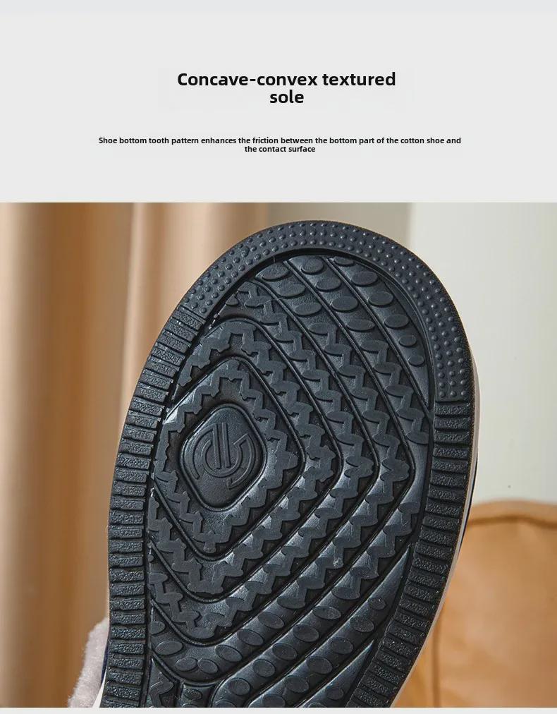 2024 Men's Non-Slip Warm Cotton Slippers with Heels, Plus Velvet, Thick Soles for Outdoor and Cold-Proof Wear