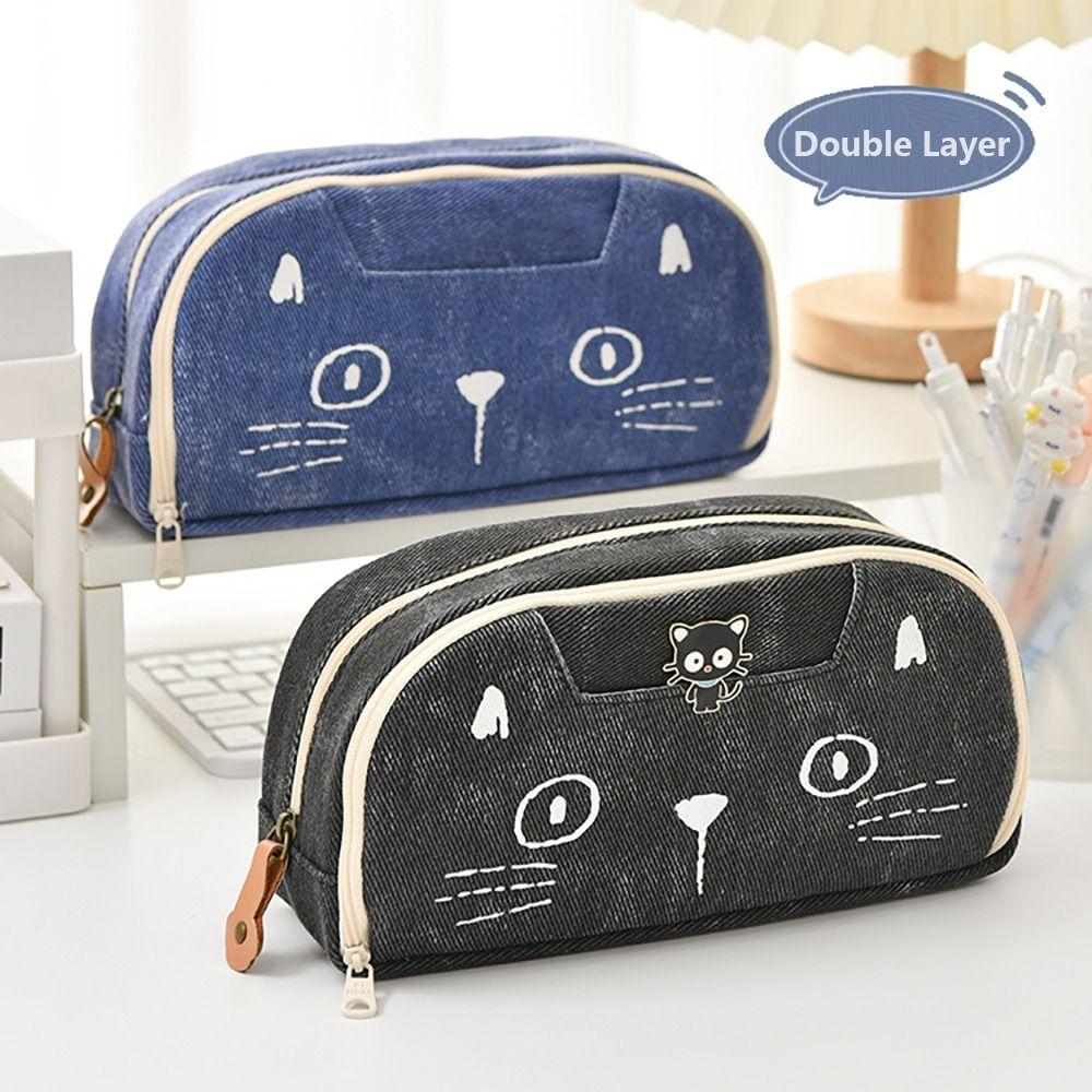 

Large Capacity Pen Bag Cat Storage Bag Multi Functional Pencil Case Gift