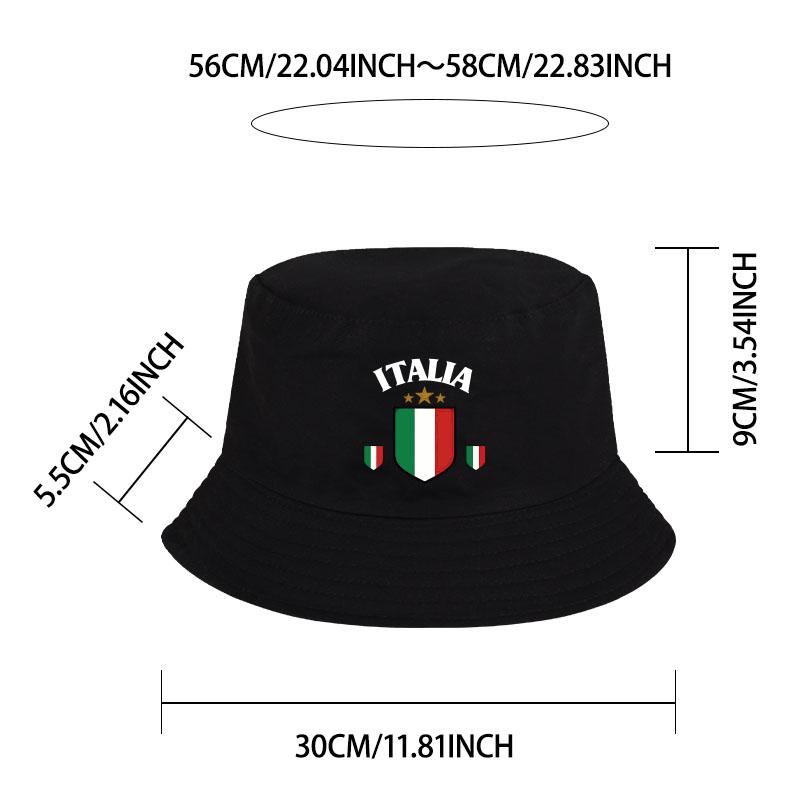 MLFO „ITALIA“ Rybářská čepice s potiskem vlajky Lehká, prodyšná, skládací Sportovní Klasický styl Unisex Dárek pro fanouška Itálie
