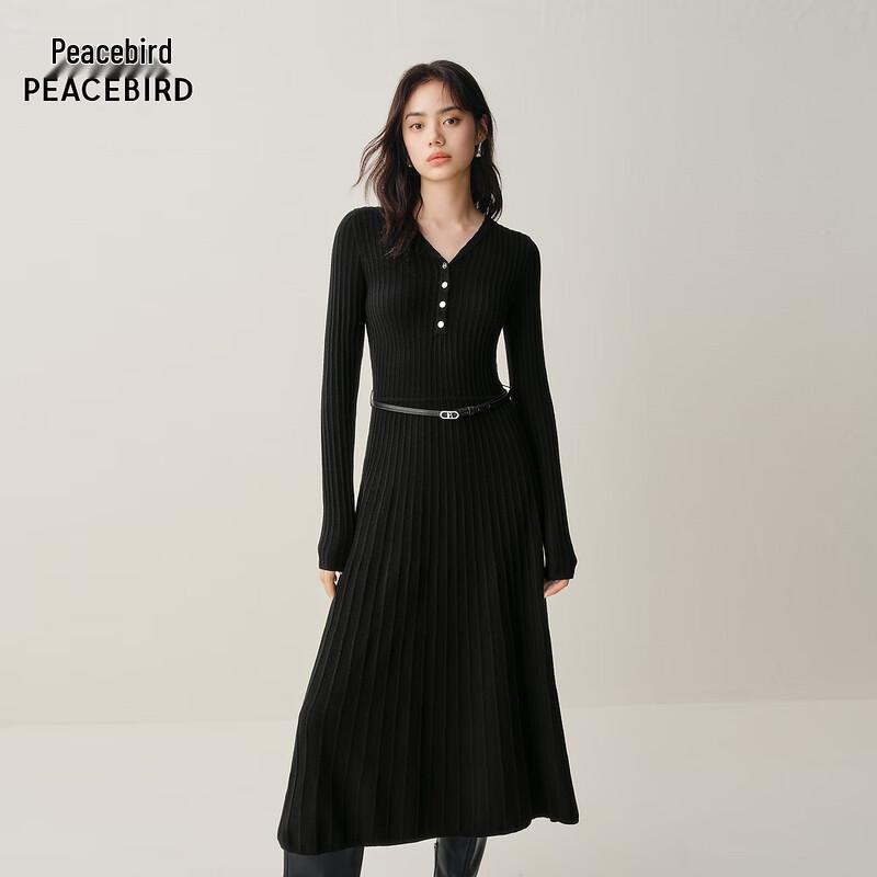 

Peacebird Women s Long-Sleeve Knit Midi Dress L