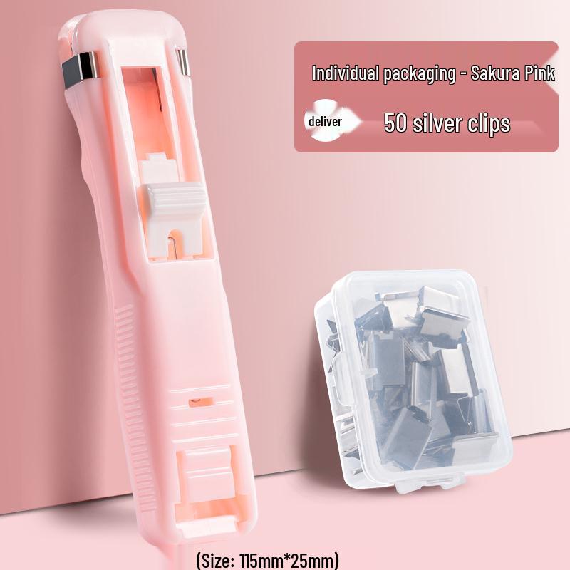 Push Clip and Stapler Set for Organizing Papers and Files