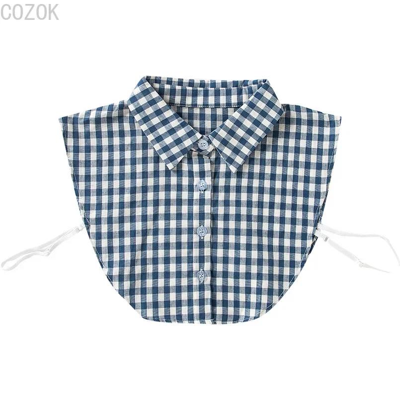 Damen Falscher Kragen Kariertes Hemd Abnehmbare Kragen Einfarbiges Hemd Damenkragen Weiß Mädchen Oberteil Kleidung Dickey-Kragen