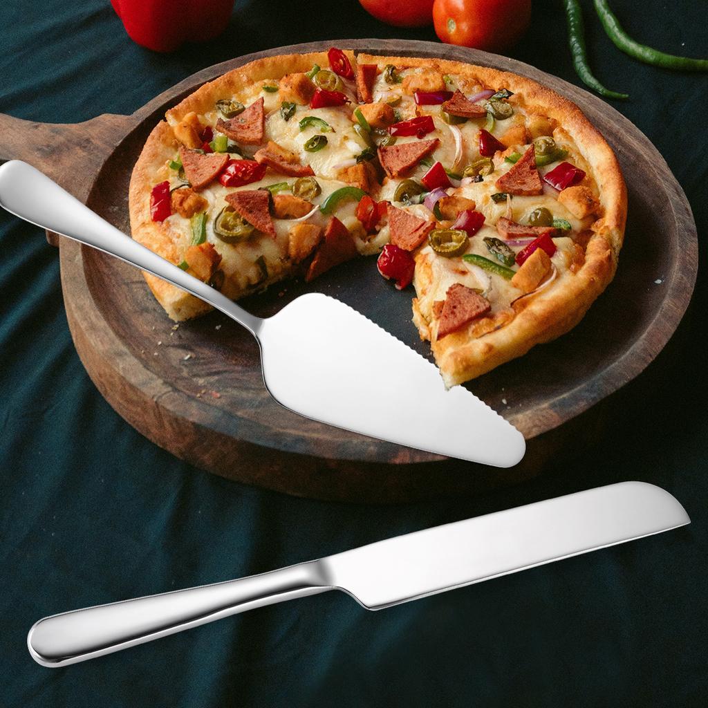 Pizza Bread Cake Knife Fruit Fork Set of 8 Pieces Stainless Steel Dessert Tableware Set for Household Kitchen YSH