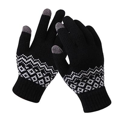 Winter gestrickte, wärmende, verdickte Touchscreen-Handschuhe, Jacquard-Handschuhe