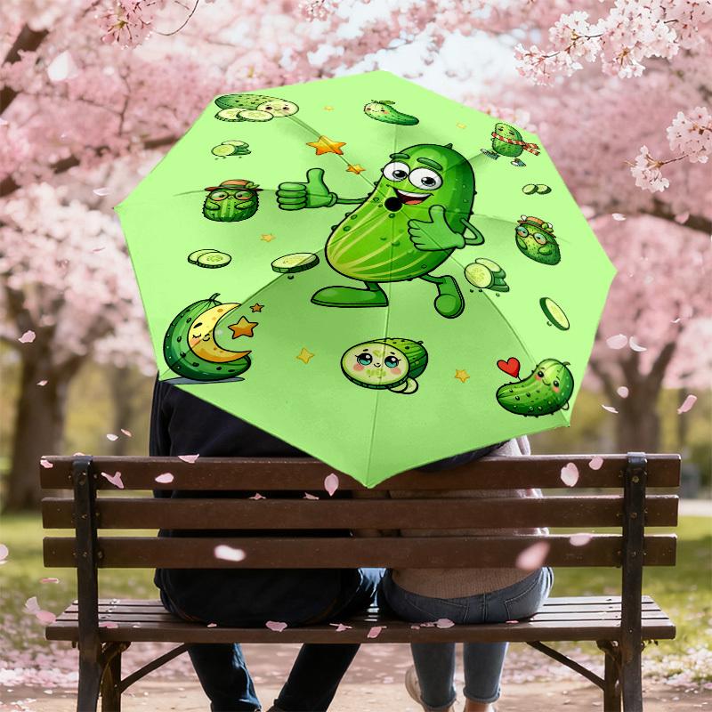 1pc Cucumber Character Pattern Umbrella Design Automatic Opening and Closing Umbrella, High-quality Travel Umbrella,  c1128001