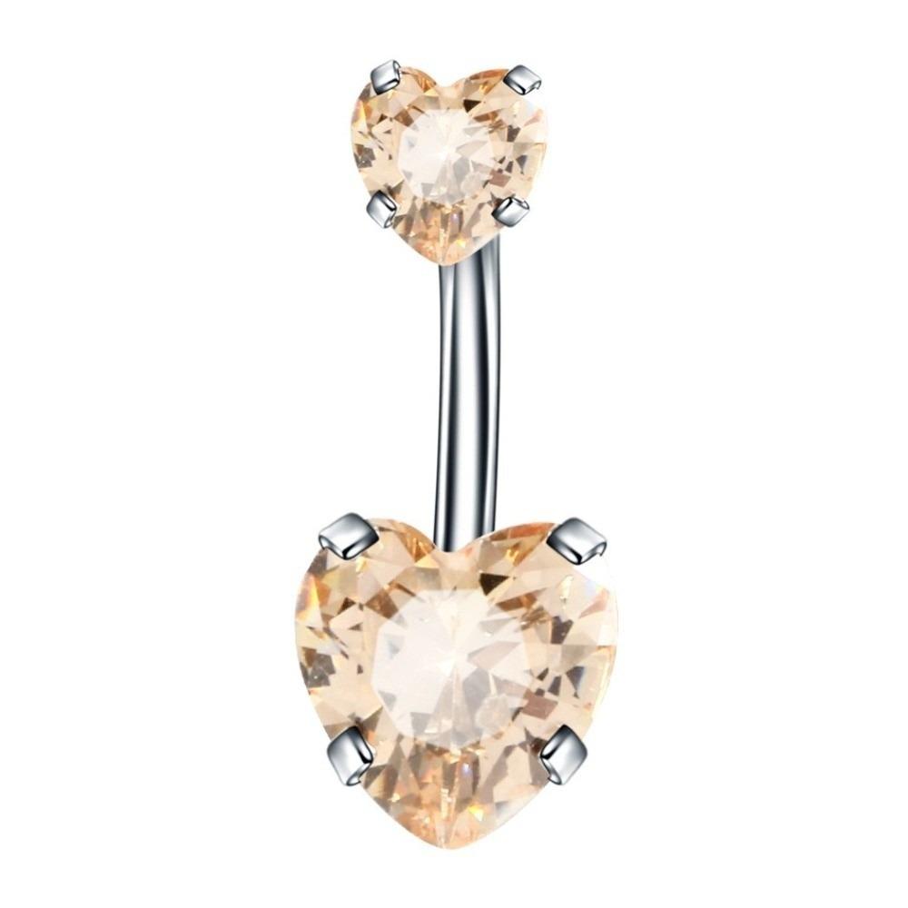 Heart Shape Belly Button Rings Crystal Silver Body Jewelry Navel Piercing for Party Decoration