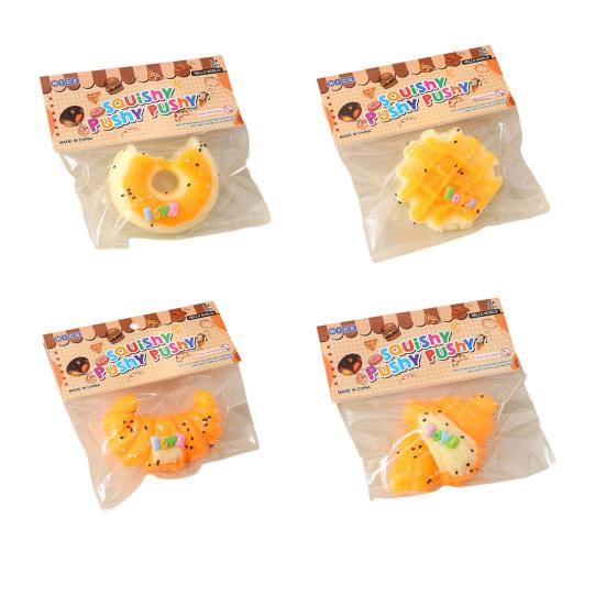Stress Relief Croissant Squeeze Toy Waffle Donut Cheese Bread Sensory Toy Simulated Food Pinch Fidget Toy Decompression Tools