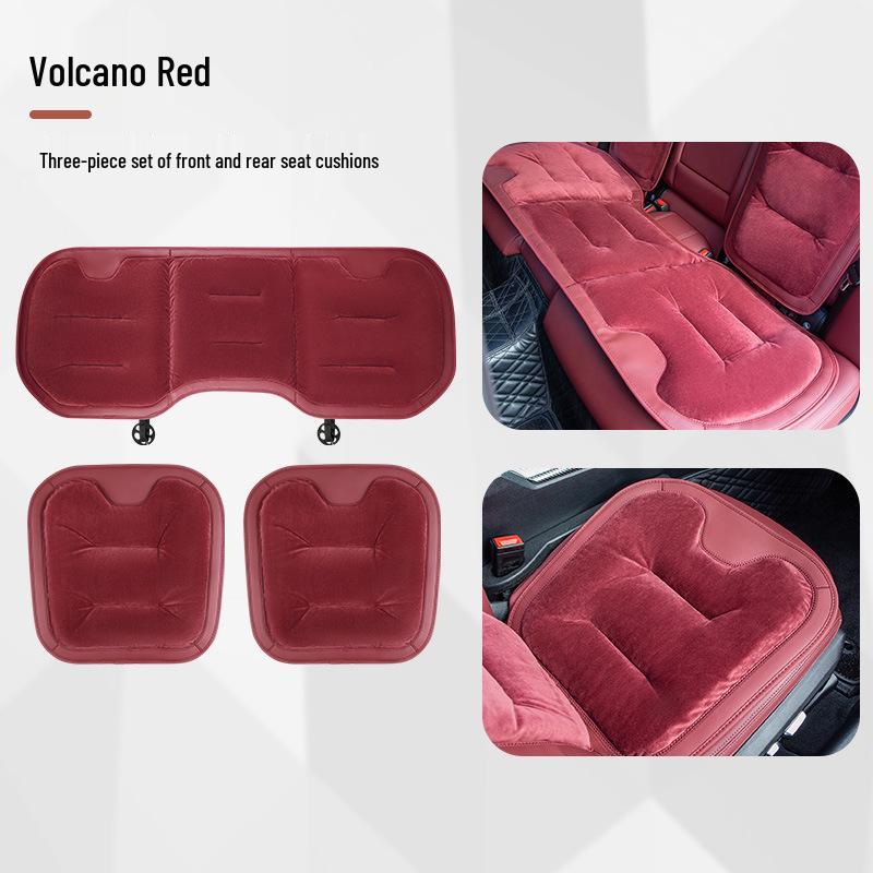 Universal Thickened Flannel Car Seat Cushion Set for All Seasons (3-Piece)