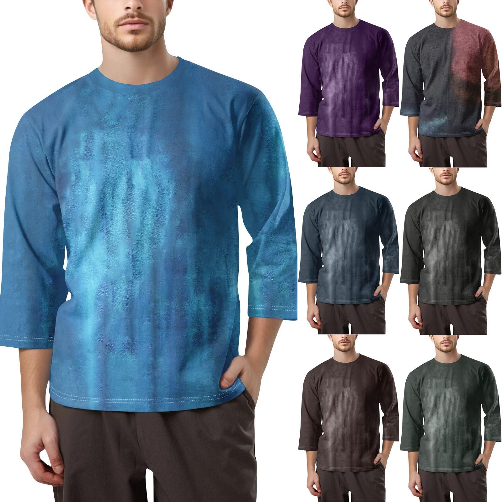 

Мужская модная футболка с круглым вырезом и рукавом 3/4 XXXL