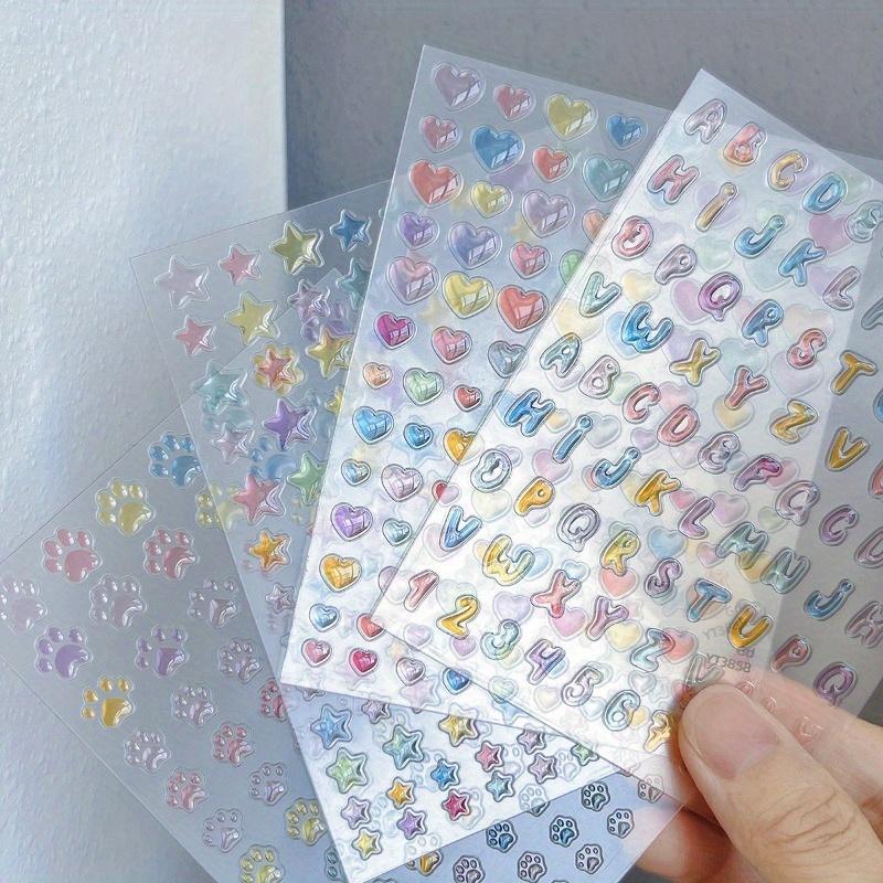 3D Nail Stickers, Five-Pointed Star Heart Jelly Colored Stars, Hearts, Letters, Cat Claw Nail Decoration Stickers