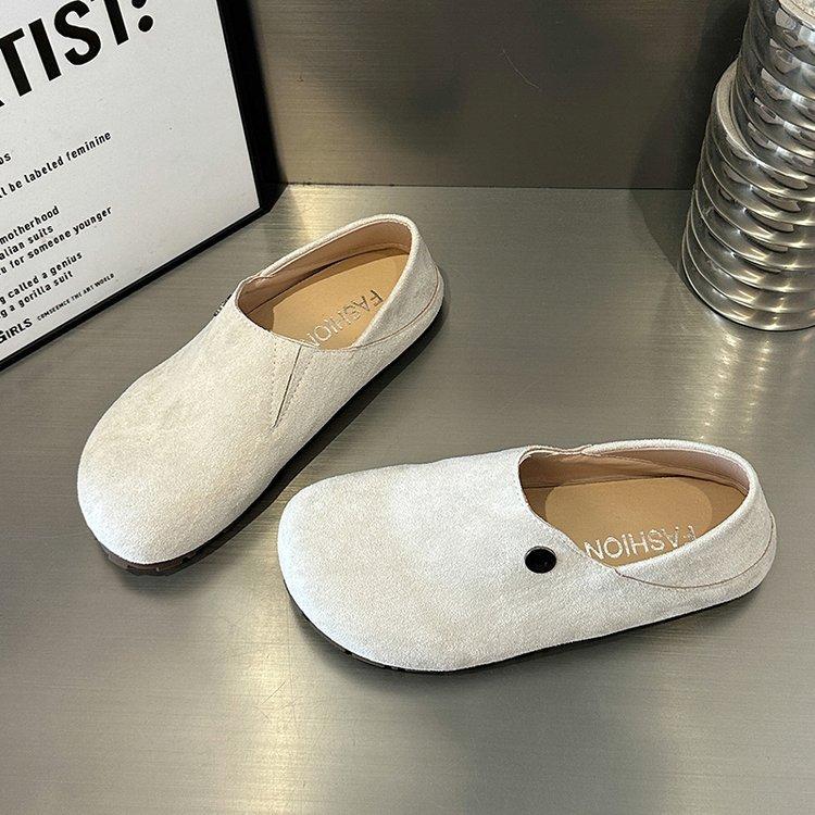 

Soft leather version~ retro style Lefu Doudou shoes women s 2025 spring new big head flat bottom two wear casual lazy shoes 35 абрикосовый