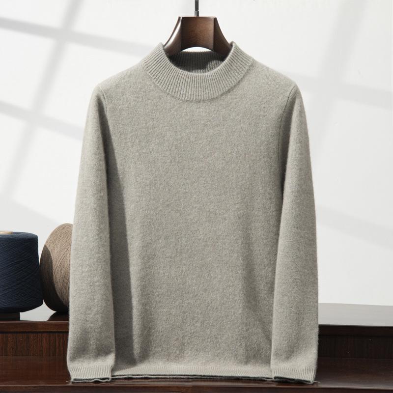 Men's Half-High Collar Thickened Cashmere Sweater - Soft Seven-Gauge Knit for Autumn/Winter