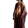 Vintage Linen Hand-Embroidered Snowflake Robe, Loose Fit - Old Coffee Color (2002)