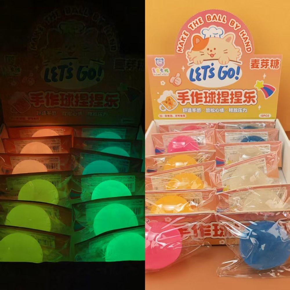 Glow in The Dark Luminous Squishy Balls Hand Relax Squishy Toy Maltose Squeeze Balls Kids Adults