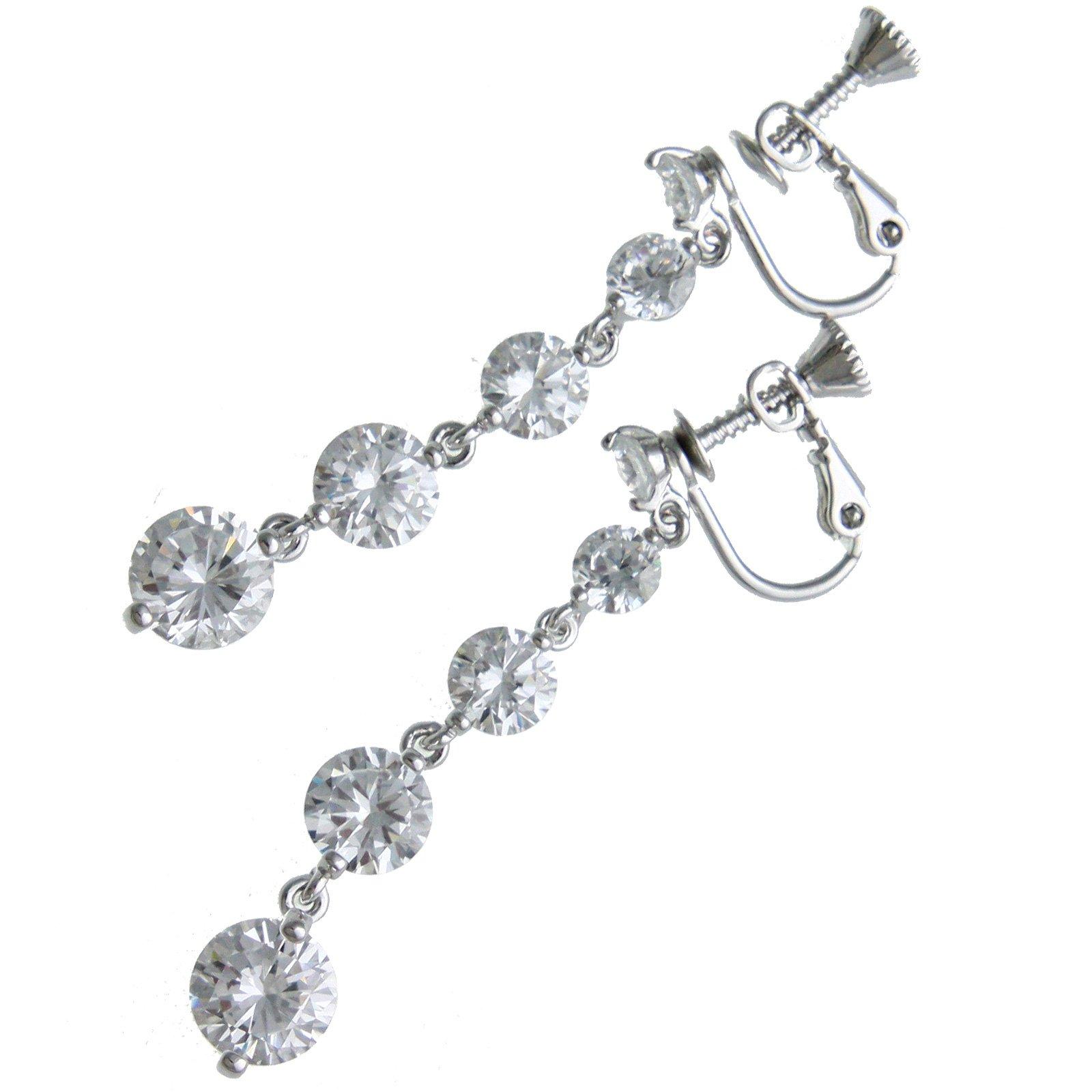 

VINGTAINE 5 Cubic Zirconia Long Earrings CZ Hanging Silver [Vintaine] P2-43-E-S