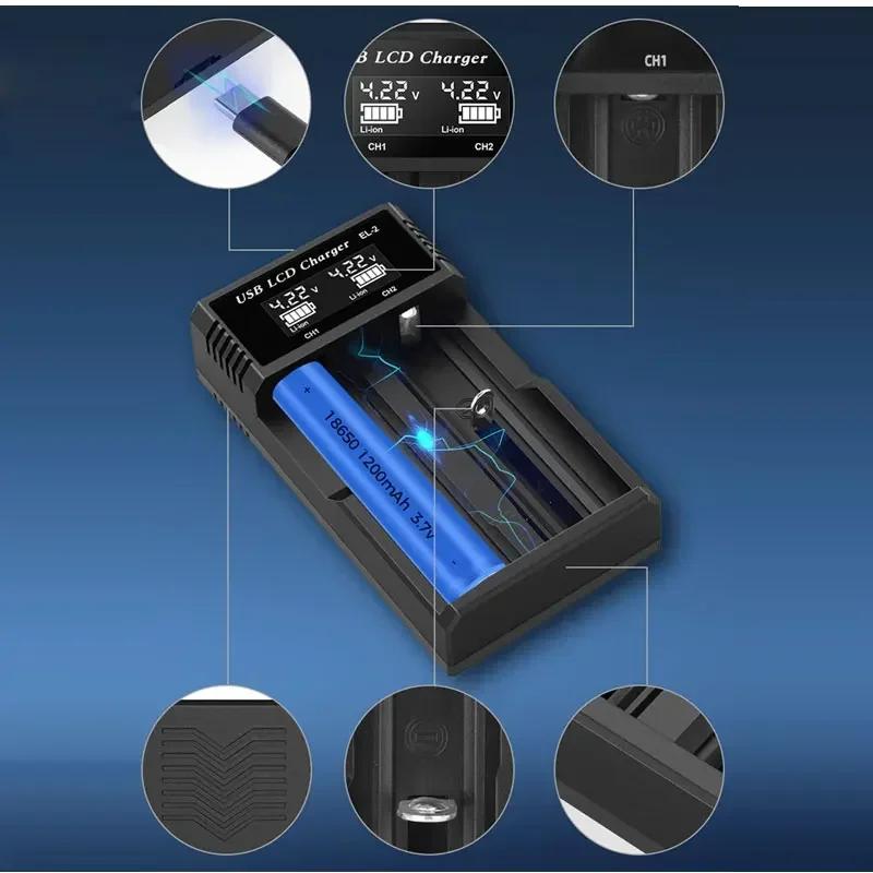 USB LCD Battery Smart Charger 18650 Battery Charger 1 / 2 Slots Dual for3.7V Rechargeable Battery for 1.2V NI-MH AA / AAABattery