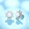 European and American fashionable women's simple snowflake pearl earrings, flower cute temperament, versatile earrings