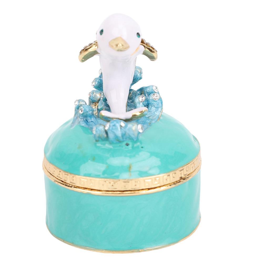 Dolphin Motif Dolphin Jewelry Box Hinged Lid Hand Painted Jewelry Box For Rings