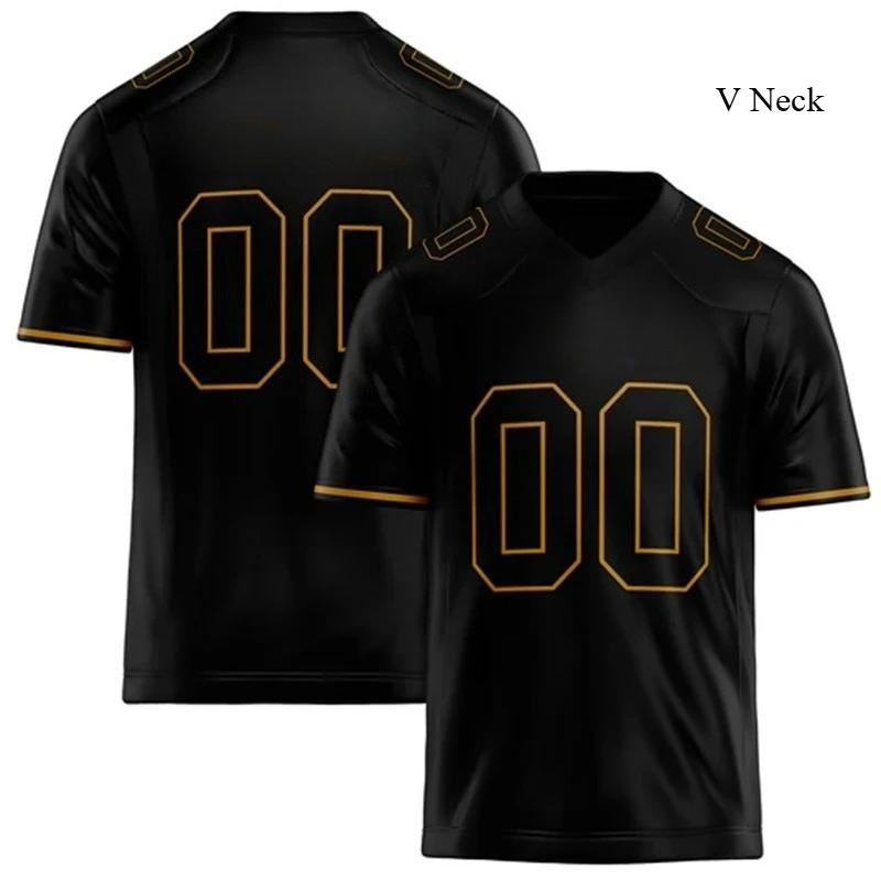 Rugby T-shirt Personalized V Neck Black Mens Sports T Shirt Loose Quick Dry Team Uniforms