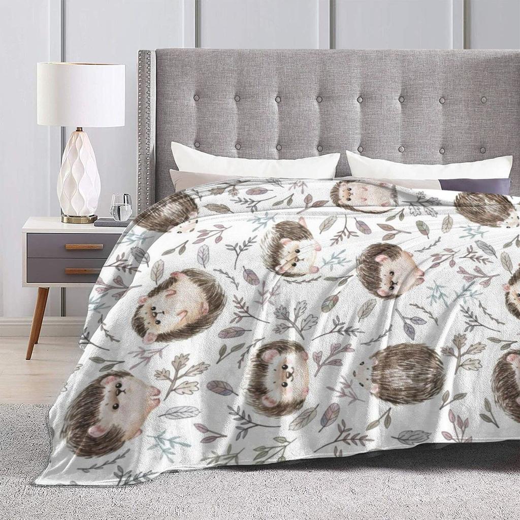 Couverture Hérisson, Couverture Plaid en Flanelle Douce avec Hérisson Super Mignon Cadeaux pour Fille Femmes Amateurs d'Hérissons Couverture pour Canapé Lit
