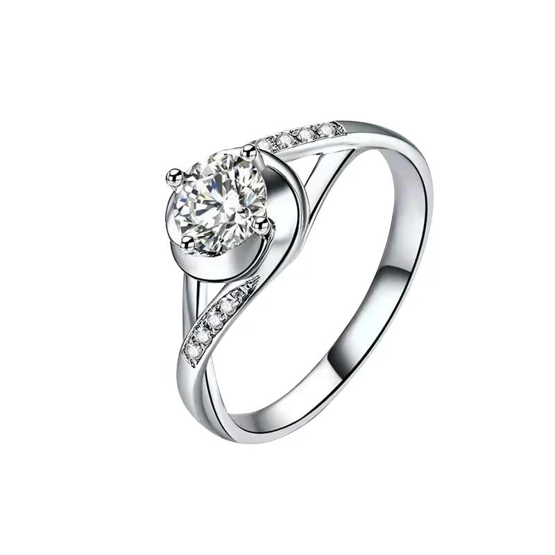 S925 Moissanite Ring Twist Arm Cross Diamond Aesthetic Snowflake Peach Heart Simple Versatile One Carat Live Ring